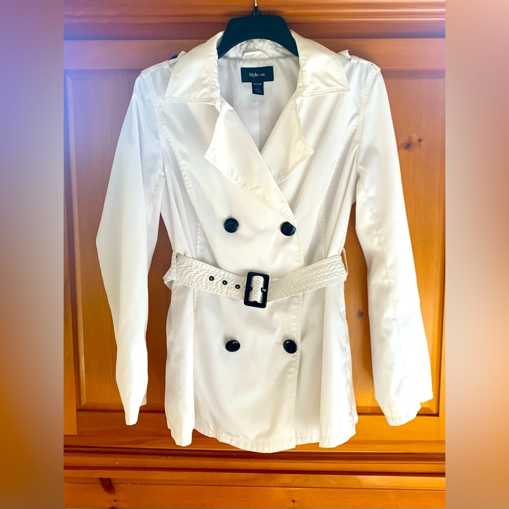 Style & Co. Women's White Trench Coat